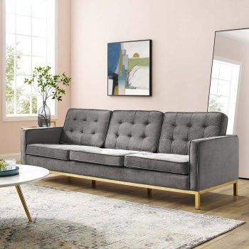 Loft Sofa in Gray Velvet Fabric by Modway w/Options [MWS-3387 Loft Gray]