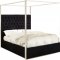 Porter Upholstered Bed in Black Velvet Fabric by Meridian