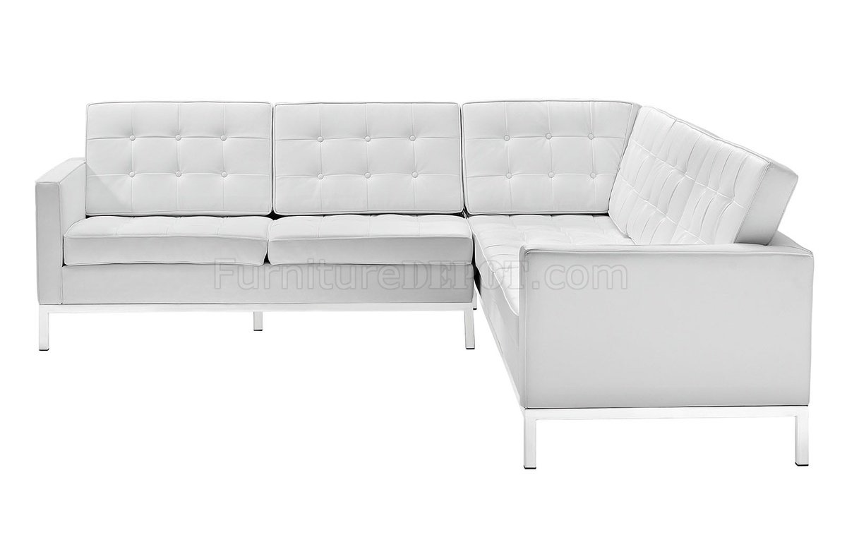 Loft L-Shaped Sectional Sofa In White Leather By Modway