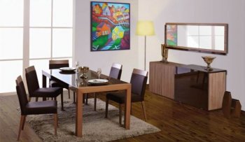 Two-Tone Finish Modern Dining Table w/Optional Items [YADS-Epoca]