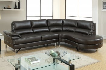 F6569 Sectional Sofa - Espresso Breathable Leatherette - Poundex [PXSS-F6569 Espresso]