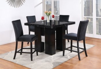 D04BT Black Dining Room Set by Global w/D04BS Bar Stools [GFDS-D04BT-BLK-D04BS-BLK]