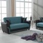 Star City Sofa Bed Convertible in Turquoise Fabric by Mobista