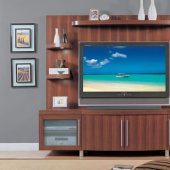 Walnut Finish Contemporary Wall Entertainment Unit