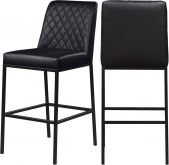 Bryce Bar Stool 919 Set of 2 in Black Faux Leather by Meridian