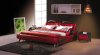 Red Leatherette Modern Bed w/Black Accents