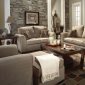 Camel Microfiber Modern Sofa & Loveseat Set w/Large Flared Arms