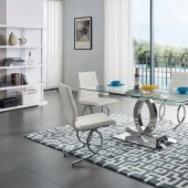 151 Dining Table by ESF w/Glass Top & Optional 151 White Chairs