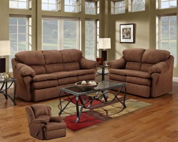 Chocolate Fabric Modern Sofa & Loveseat Set w/Optional Recliner [CHFS-V4-6500-Chocolate]