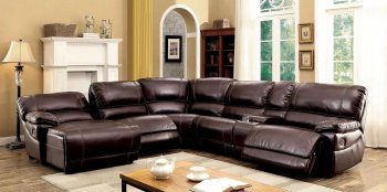 Estrella Sectional Sofa CM6131BR in Brown Leatherette [FASS-CM6131BR-Estrella]