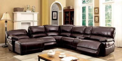 Estrella Sectional Sofa CM6131BR in Brown Leatherette