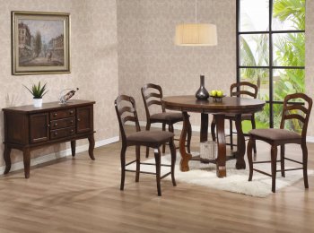 Medium Brown Oak Finish Classic Counter Height Dining Table [CRDS-102148-Marcus]