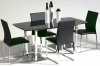 Boat Shape Black Painted Glass Top Modern 5Pc Dining Set