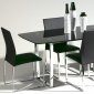 Boat Shape Black Painted Glass Top Modern 5Pc Dining Set