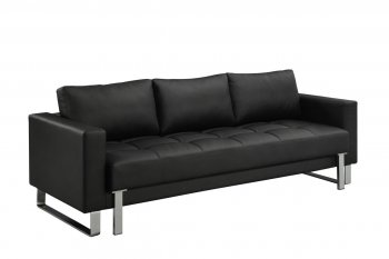 Black Faux Leather Contemporary Sofa Bed W/Tufted Seat [LSSB-Lincoln Park]