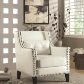 902225 Accent Chair Set of 2 in White Leatherette by Coaster