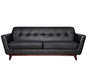 Luray Sofa LL90BLL in Black Leatherette by LeisureMod w/Options [LMS-LL90BLL-Luray Black]