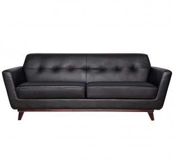 Luray Sofa LL90BLL in Black Leatherette by LeisureMod w/Options