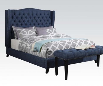 20880 Faye Upholstered Bed in Blue Fabric by Acme [AMB-20880 Faye Blue]