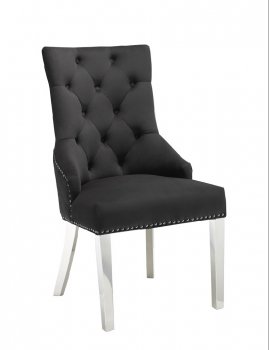 Milano Dining Chair Set of 2 in Black Velvet [BDDC-Milano Black]