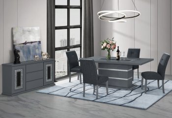 Monaco Dining Room 5Pc Set in Dark Gray by Global w/Options [GFDS-Monaco-DT Dark Gray]