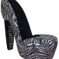 Black & White Zebra Fabric Modern Stylish High-Heel Shoe Chair