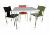 White Finish Top Modern Square Dining Table w/Metal Legs