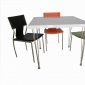 White Finish Top Modern Square Dining Table w/Metal Legs