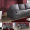 Dark Grey Microfiber Upholstery Modern Sectional Couch w/Storage