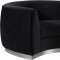 Julian Sofa 621 in Black Velvet Fabric by Meridian w/Options