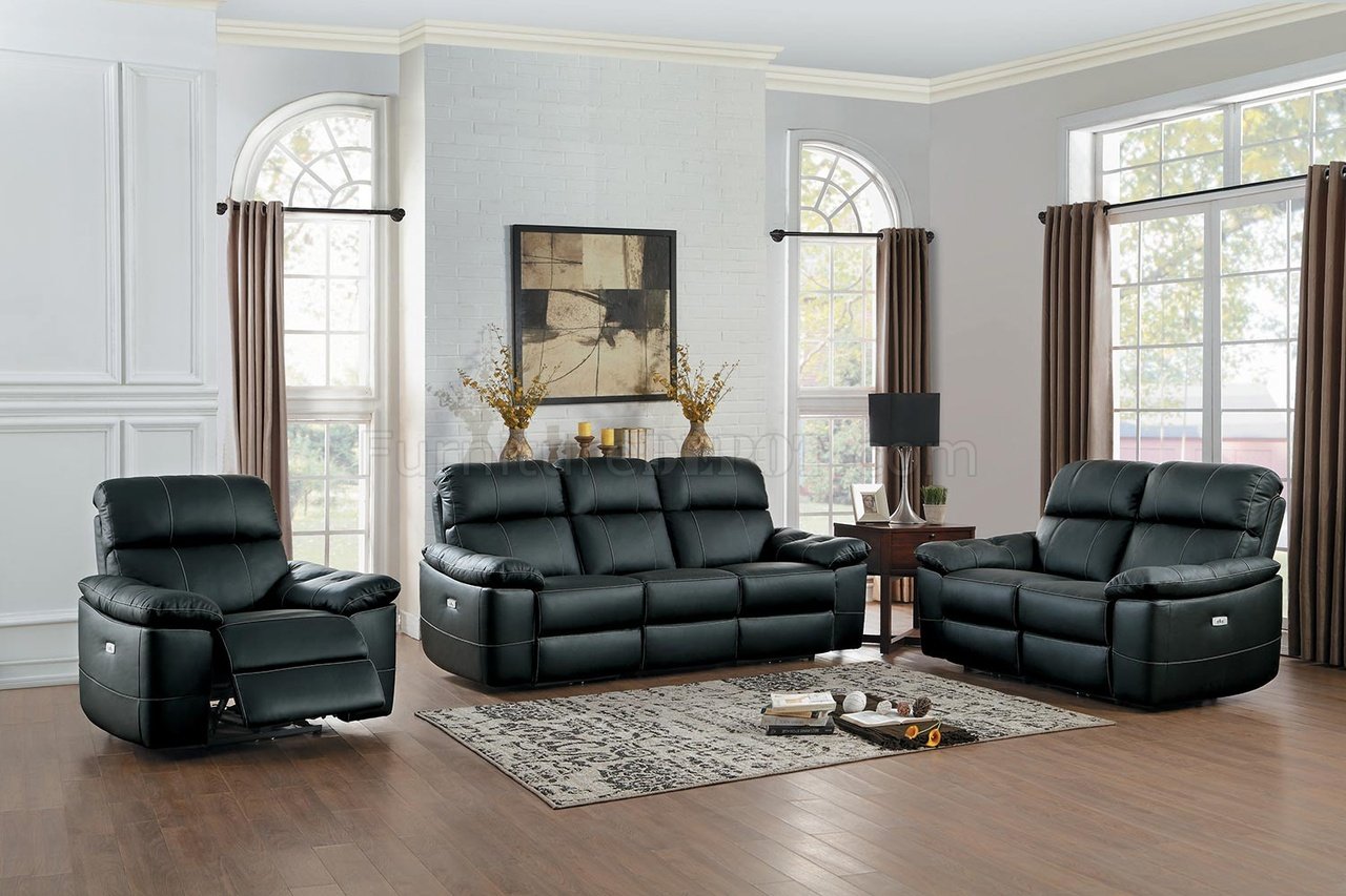 Nicasio Power Motion Sofa 8223BK in Black Leather by Homelegance - Click Image to Close