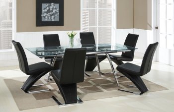 Contemporary Dinette w/Metal & Glass Extendable Dining Table [HLDS-D690]