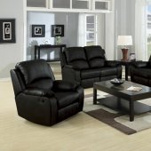 Black Bonded Leather Modern Motion Sofa & Loveseat Set w/Options