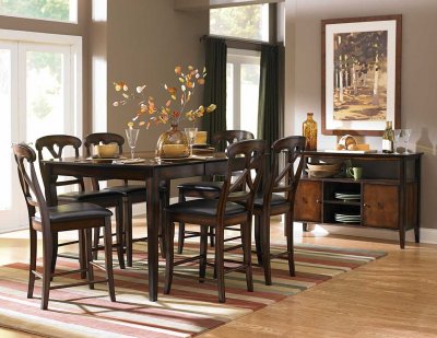 Oak Finish Transitional Counter Height Dining Table w/Options