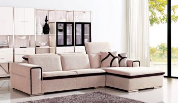 22414 Blissful Beige 2Pc Sectional Sofa in Fabric by Chelsea [CHFSS-CHF-22414 Blissful Beige]