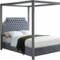 Rowan Upholstered Bed in Grey Velvet Fabric by Meridian w/Canopy