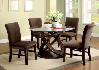 CM3773T Atwood I 5Pc Dinette Set in Dark Walnut w/Glass Top [FADS-CM3773T Atwood I]