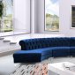 Anabella Sectional Sofa 697 in Navy Velvet Fabric by Meridian