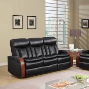 U9673 Motion Sofa in Black Bonded Leather by Global w/Options