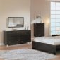 Dark Cappuccino Finish Contemporary Bedroom With Straight Lines