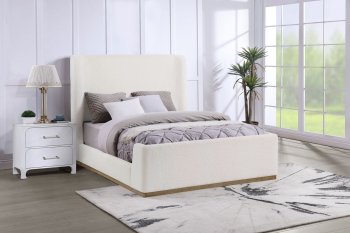 Nala Upholstered Bed 302046 in Cream Boucle by Coaster [CRB-302046 Nala]