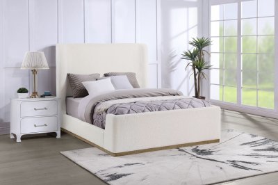 Nala Upholstered Bed 302046 in Cream Boucle by Coaster