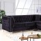 Jesse Sectional Sofa 668 in Black Velvet Fabric by Meridian