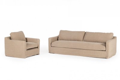 Admiral Sofa & Chair Set in Sand Fabric by VIG