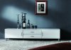 White Finish Modern TV Stand w/2 Doors & 2 Drawers