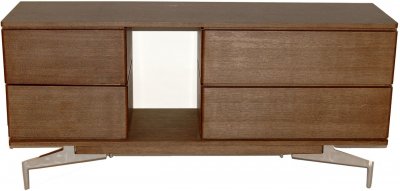 Espresso Finish Modern Buffet w/High Polished Metal Legs