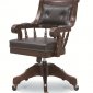 Brown Wood & Black Vinyl Classic Office Chair w/Nailhead Trim