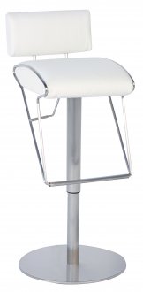 White & Steel Set of 2 Adjustable Height Swivel Barstools