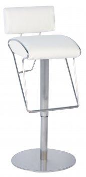 White & Steel Set of 2 Adjustable Height Swivel Barstools [CYBA-0561-White]