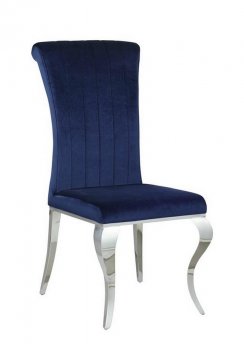 Carone Dining Chair Set of 4 105077 Ink Blue Velvet by Coaster [CRDC-105077 Carone Ink Blue]